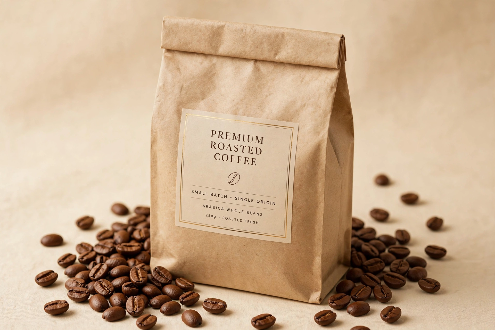Bolsa de granos de café tostado